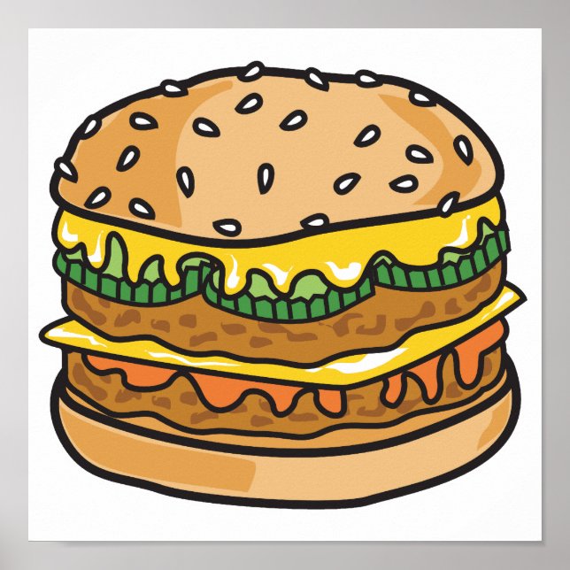 Poster hamburger au fromage rétro (Devant)