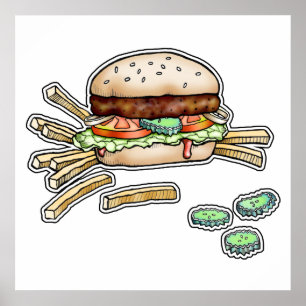 POSTER HAMBURGER ( BURGER) & FRIES