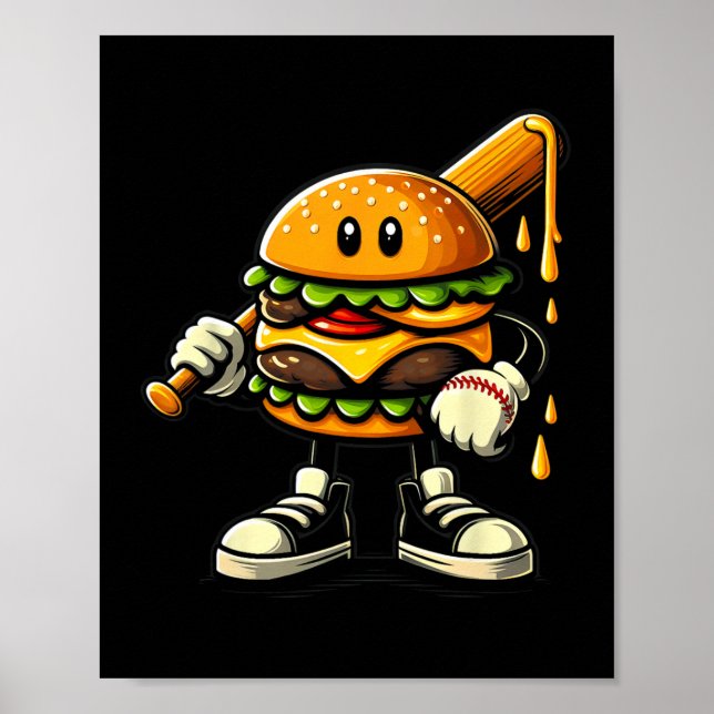 Poster Hamburger Cheeseburger Jouer Vendre Joueur Sport (Devant)