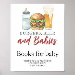 Poster Hamburgers, bière et livres de lait pour bébé