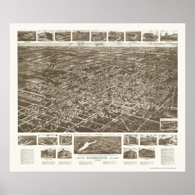 Poster Hammonton, NJ Carte panoramique - 1926 (Devant)