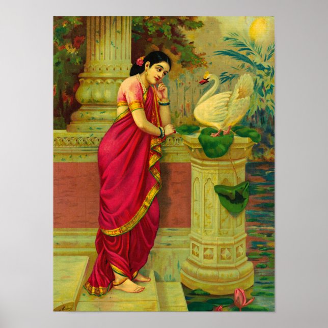 Poster Hamsa et Damayanti par Raja Ravi Varma (Devant)