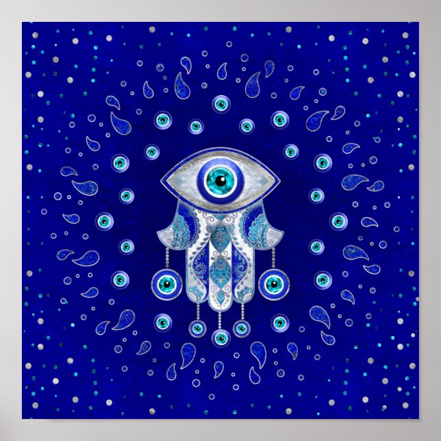 Poster Hamsa Hand-Evil Eye Amulet (Devant)