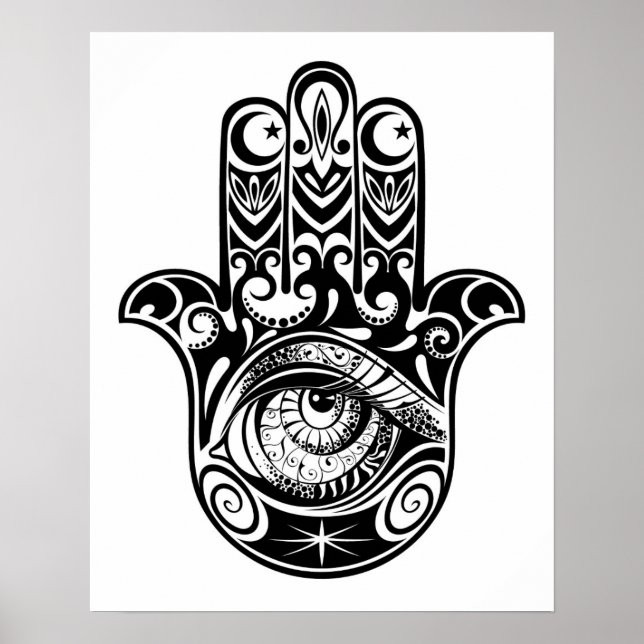 Poster Hamsa Hand Zendoodle 2 (Devant)
