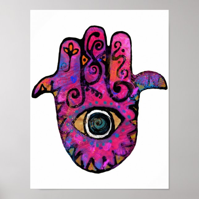 Poster Hamsa rose (Devant)