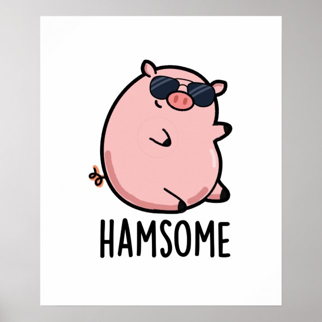 Poster Hamsome Funny Pig Pun (Devant)