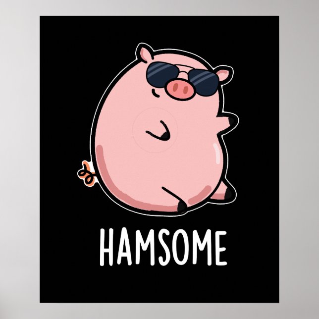 Poster Hamsome Funny Pig Pun Dark BG (Devant)