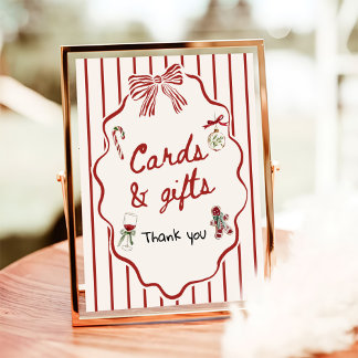 Poster Hand Drawn Christmas Bridal Shower Cards and Gifts