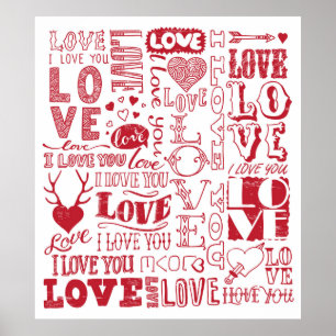 Poster hand-drawn love doodles 