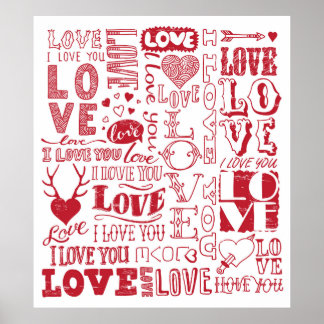 Poster hand-drawn love doodles 
