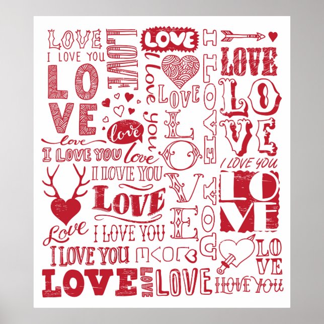 Poster hand-drawn love doodles  (Devant)