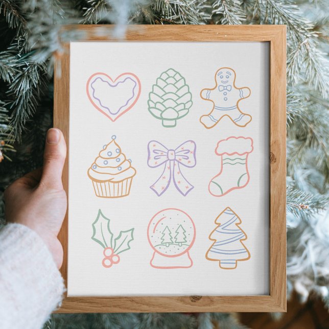 Poster Hand Drawn Pastel Christmas Girly Coquette Pink (Créateur téléchargé)