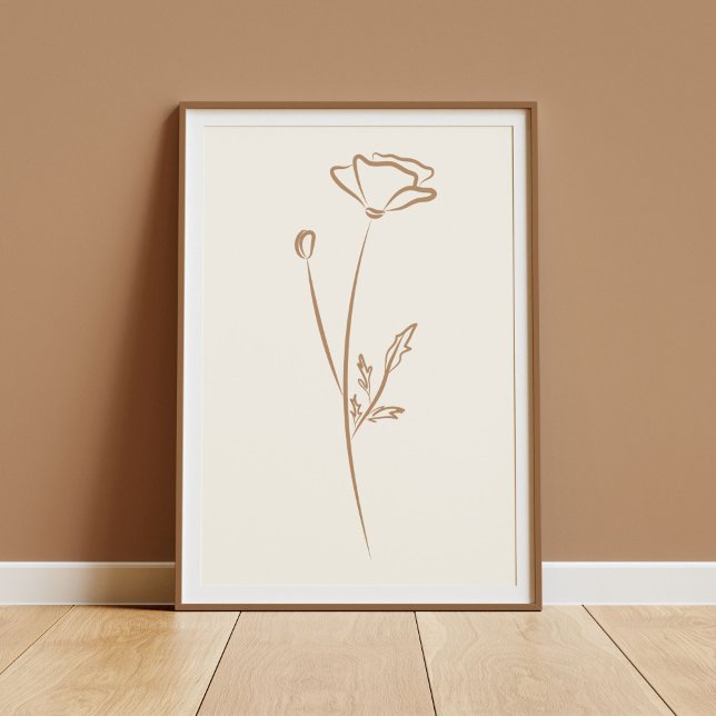 Poster Hand Drawn Poppy Wall Art Flower Print Minimalist (Créateur téléchargé)