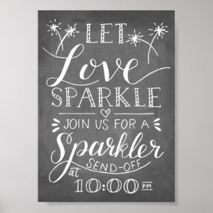 Poster Hand Lettered Let Love Sparkle Sparkler Sendoff