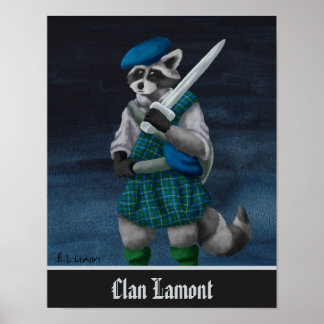 Poster Hand Painted Scottish Raccoon Clan Lamont