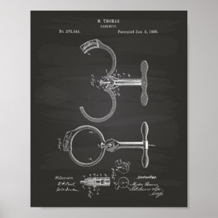 Poster Handcuff 1888 Patent Art Chalkboard