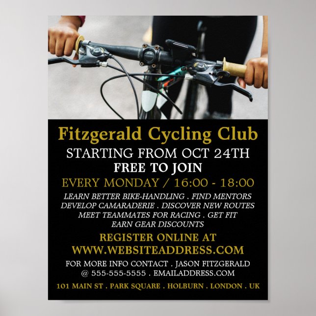 Poster Handlebars, Cycling Club Publicité (Devant)