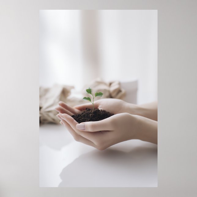 Poster Hands Holding Seedling Growth Hope (Devant)