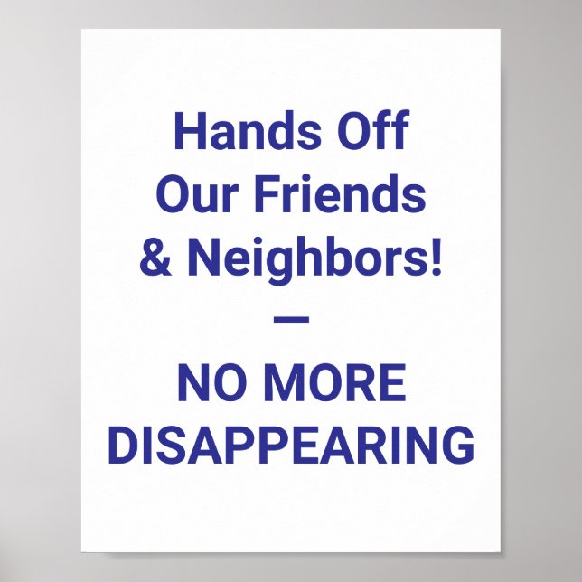 Poster Hands Off Our Friends & Neighbours ! — PLUS (Devant)