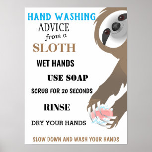 Poster handwashing Advice from a Sloth for Kids