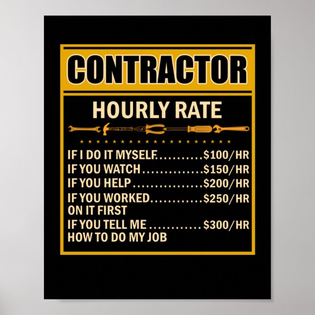 Poster Handyman Graphique des prix Entrepreneur Taux hora (Devant)