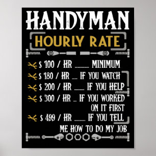 Poster Handyman Horaire Note Drôle Handyman Cadeaux