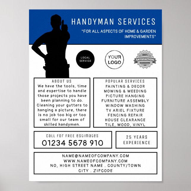 Poster Handyman Silhouette Publicité (Devant)