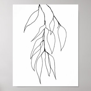 Poster Hanging Eucalyptus minimaliste ligne botanique art