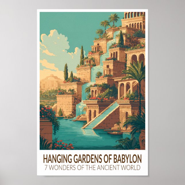 Poster Hanging Gardens of Babylon 7 Wonders of the World (Devant)