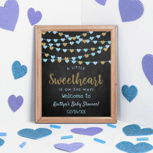 Poster Hanging Love Hearts Baby shower amoureux Bienvenue