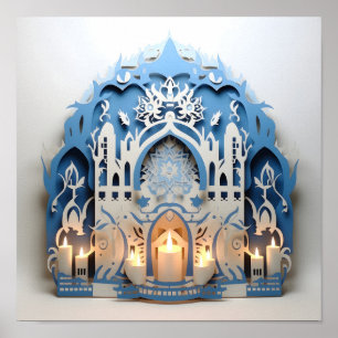 Poster Hannukah Coupe de papier de vacances