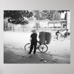 Poster Hanoi Viêt Nam, femme livreuse à bicyclette (NR)