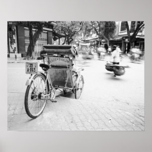 Poster Hanoi Vietnam, Cyclo dans le Vieux Hanoï