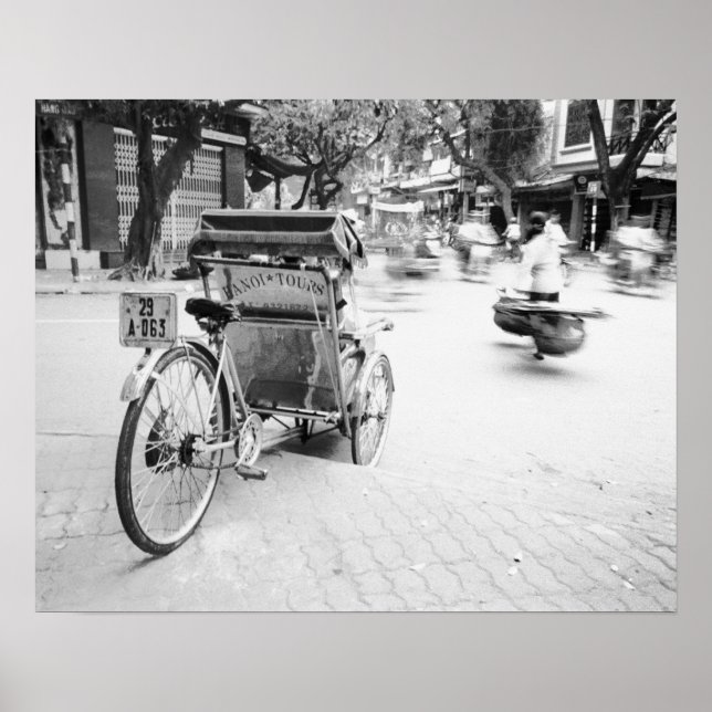 Poster Hanoi Vietnam, Cyclo dans le Vieux Hanoï (Devant)