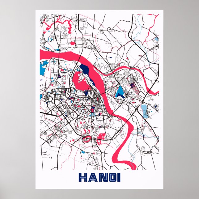 Poster Hanoï - Vietnam MilkTea City Carte (Devant)