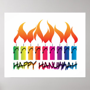 Poster Hanoukka Rainbow Menorah