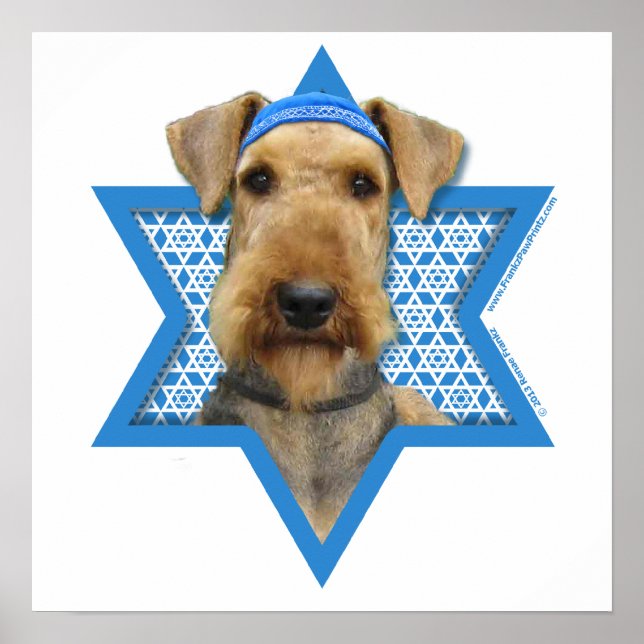 Poster Hanoukka Star of David - Airedale Terrier (Devant)