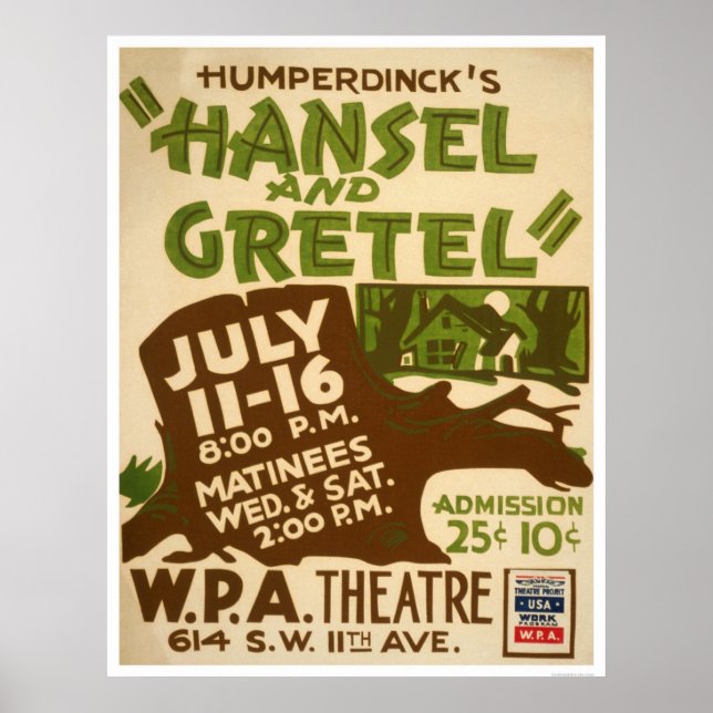 Poster Hansel & Gretel Play 1937 WPA (Devant)