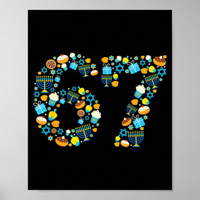 Poster Hanukkah Menorah Dreidel 67 Festive Chanukah Six S (Devant)