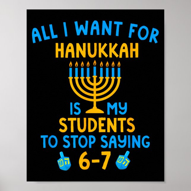 Poster Hanukkah Students Saying 6-7 67 Six Seven Hebrew S (Devant)