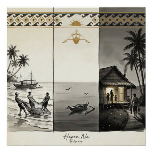 Poster Hapon Na-Fin de journée Philippines Sumi-e