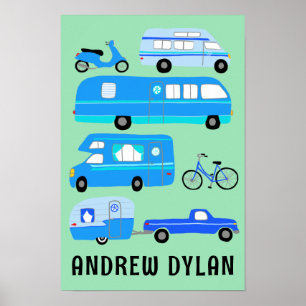 Poster HAPPER CAMPER PERSONNALISÉ NOM DE BÉBÉ Campervan R