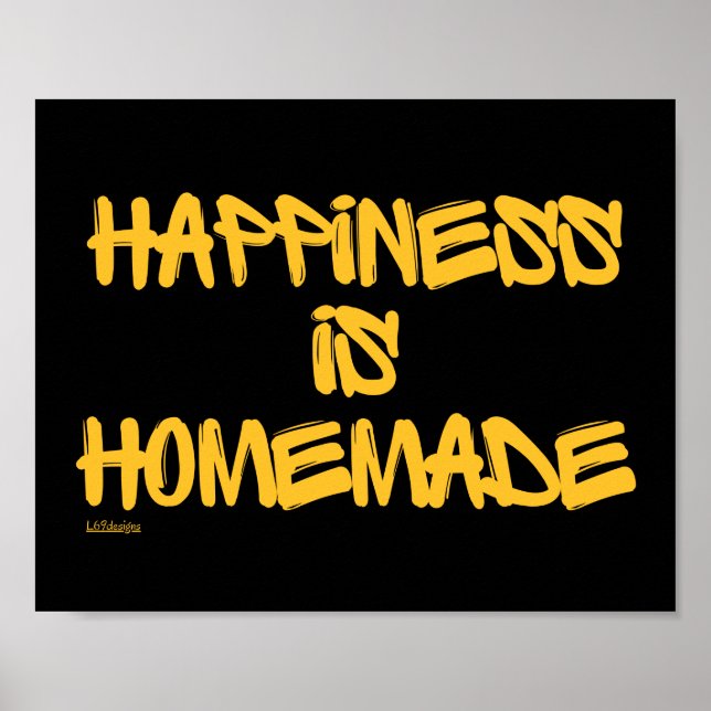 Poster HAPPINESS IS HOMEMADE inspiration citation (Devant)