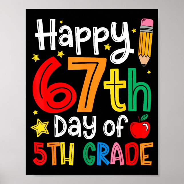 Poster Happy 67th Day Of 5th Grade Teacher Student Six Se (Devant)