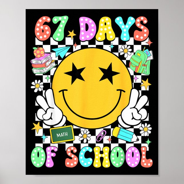 Poster Happy 67th Day Of School Vibes Smile Face 67 Days  (Devant)