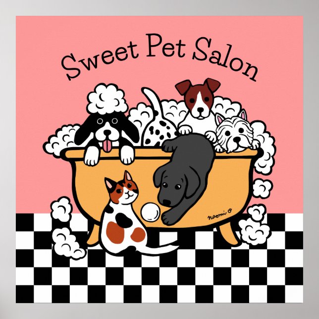 Poster Happy Bath Time Black Labrador Pet Salon (Devant)