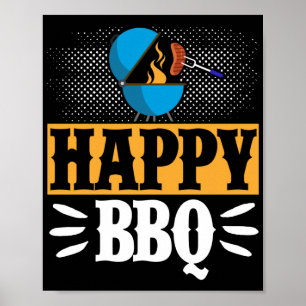 Poster Happy BBQ Fumeur Grill Barbecue Viande Grillation