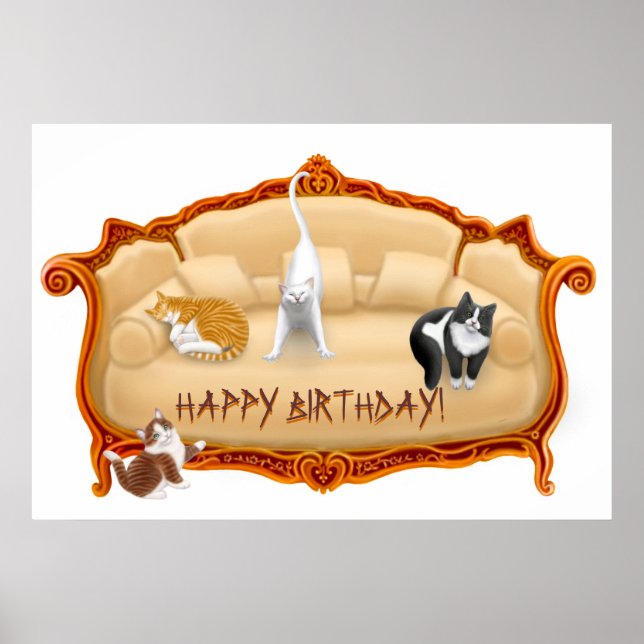 Poster Happy Birthday Canch Cats Imprimer (Devant)