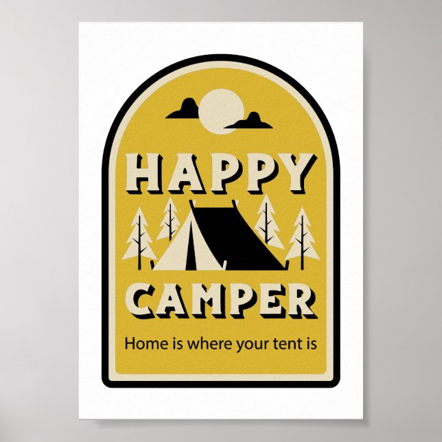 Poster Happy Camper - Accueil est là où se trouve votre t (Devant)