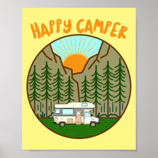 Poster Happy camper - Vanlife graphique #7